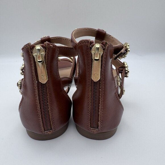 Sam & Libby Rhonda Gladiator Sandals Womans 6 Brown Gold Bling Rinestones Strapy - Picture 4 of 6